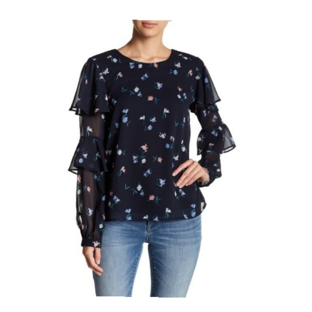 Vero Moda| Nulle Floral Ruffle Sleeve Blouse